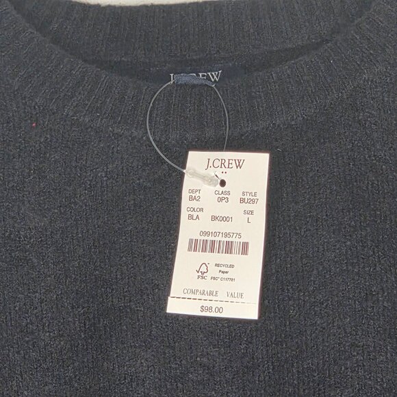 J. Crew Men's Black Crewneck Sweater in extra-soft yarn Large - Picture 4 of 4